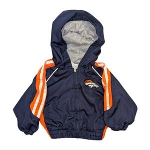 NFL Team Apparel Denver Broncos Windbreaker Jacket Navy Blue Orange 12 Months
